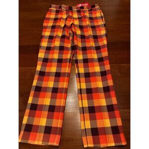 New 36 X 33 Shinesty Pants Orange Plaid Checkered Crazy Thanksgiving